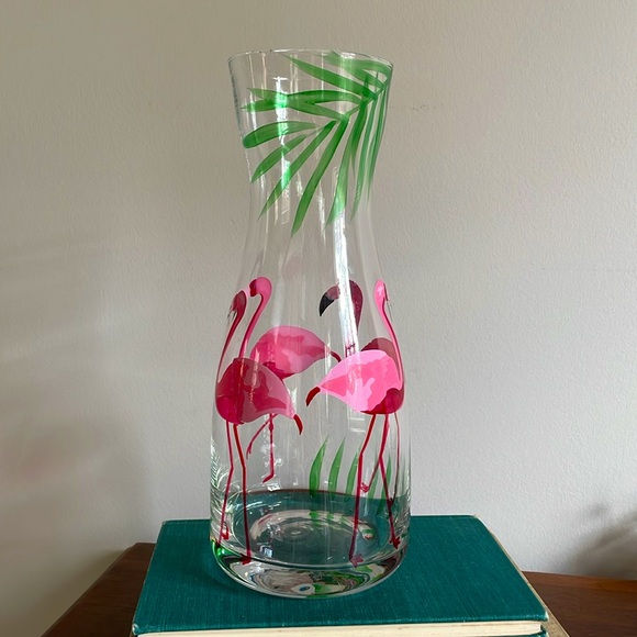 Pier 1 Fannie Flamingo Hand Painted Carafe- great condition - Picture 3 of 10